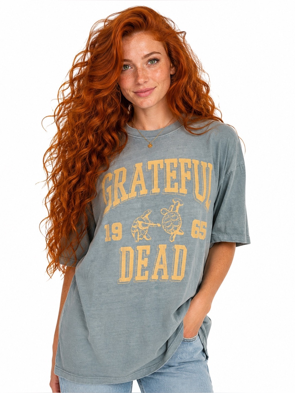 American Eagle Grateful Dead 1965 Oversized Graphic Sage Green Deadhead Shirt XS